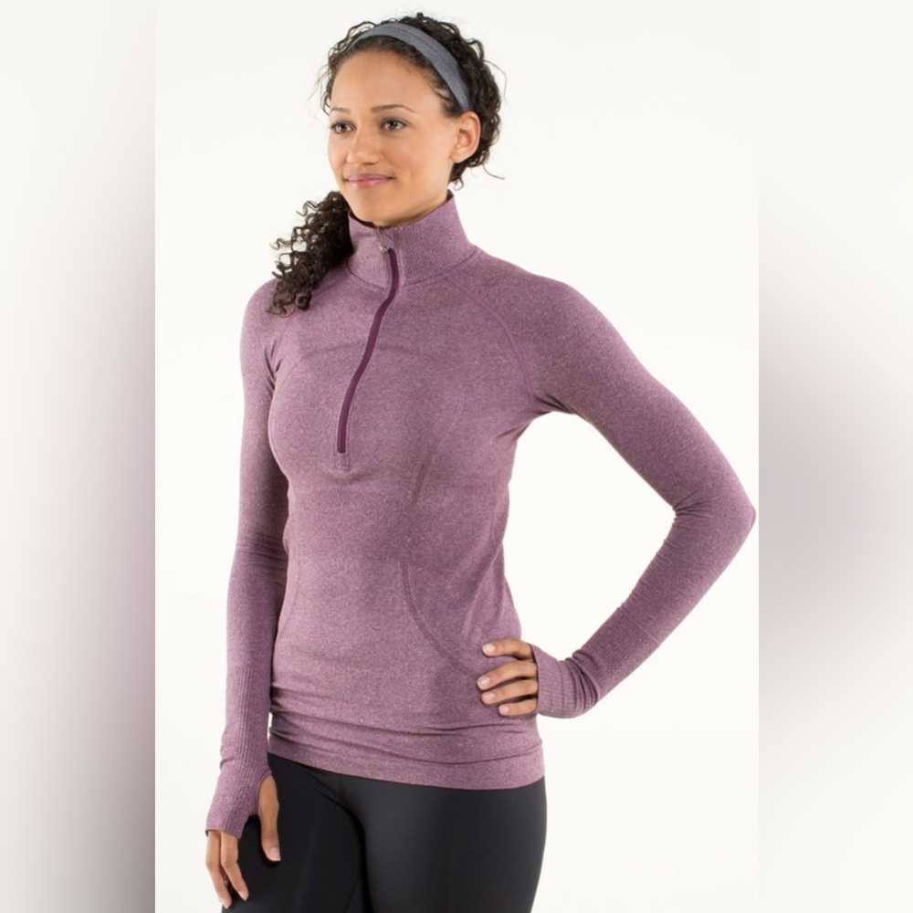 Lululemon Swiftly Tech 1/2 Zip. Heathered Plum. Sz 10.